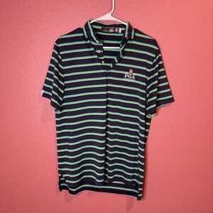 RLX Ralph Lauren Navy and Green Striped Polo 2022 PGA Southern Hills Men’s Small